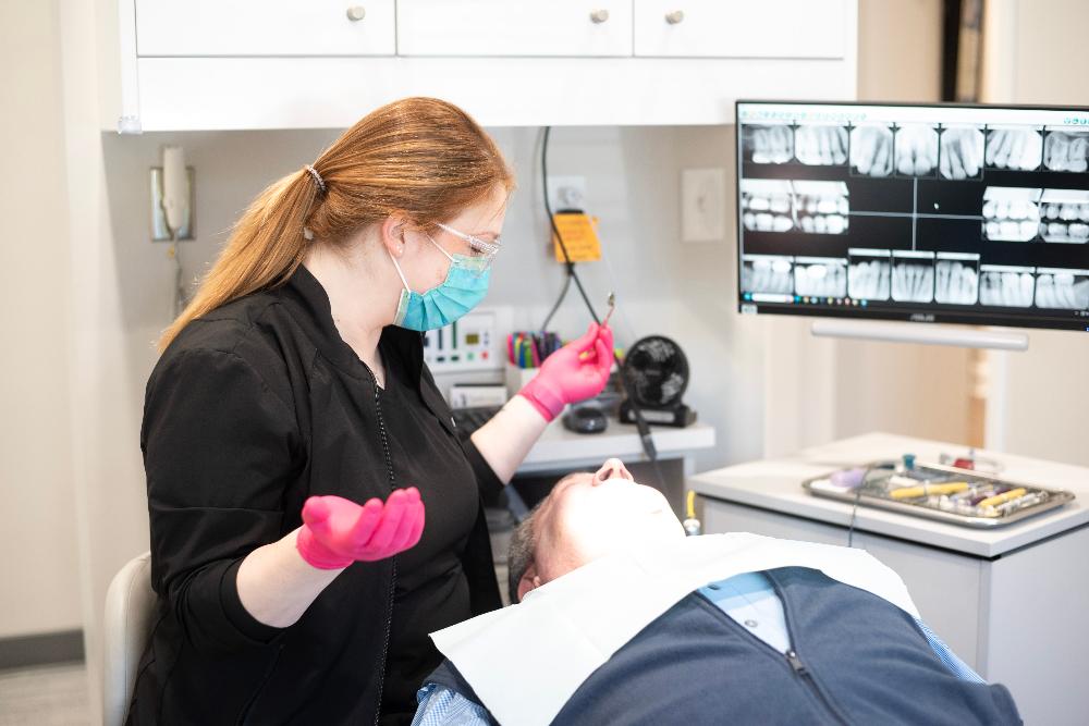 patient at Vandervoort Family Dentistry getting a dental veneer